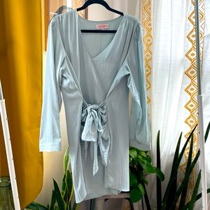 Leyden Sheath Tie Waist Striped Formal Dress